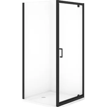 CERSANIT rohová sprchová kabina VERSO PIVOT 90x190 cm černá se sprchovou vanou TAKO 4 cm S4031-008