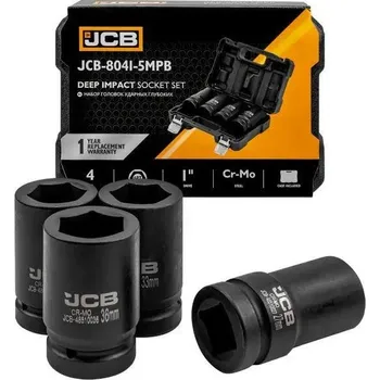 Gola sada JCB Sada HLBOKÝCH nárazových hlavic 1" Cr-Mo 6-hranových 4 PRVKY 27-36