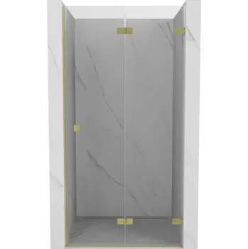Sprchové dveře Mexen, Mexen Lunar-F pravé sklápěcí sprchové dveře 80 cm, transparentní, broušené zlaté - 836-080-000-55-00-P