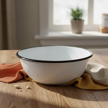 Smaltem potažená mísa OLKUSKIE WYROBY EMALIOWANE 6,5 l OWE White