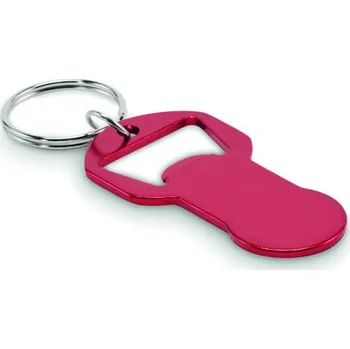Hliníková klíčenka s otvírákem Clave - Červená