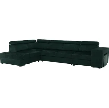 Sedací souprava Rohová sedací souprava MALAGA BIG, smaragdová, rozkládací, 334x210 cm
