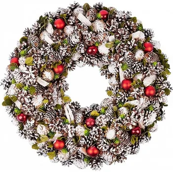 Věnec Věnec přírodní MagicHome červený, závěsný, 58x58x13cm