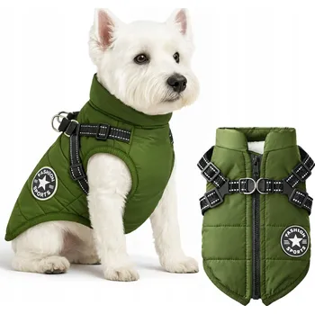 Obleček pro psa TEPLÁ BUNDA S POPRUHY PRO PSA PODZIM ZIMA OBLEČEK VESTA XL REFLEXNÍ