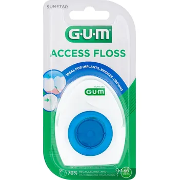 Zubní nit GUM ACCES FLOSS Zubní nit pro můstky a implantáty, 50 předstřižených kusů