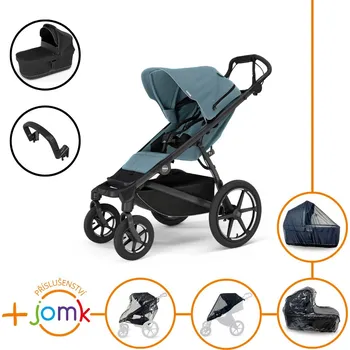 Kočárek Set 7v1 Thule Urban Glide 4-wheel Mid blue s magnetickou sponou + madlo + korbička Black + JOMK příslušenství