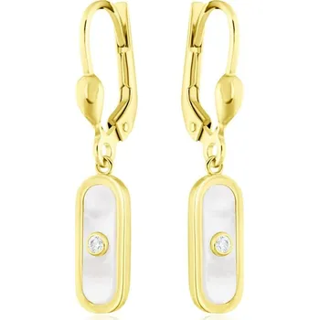 Náušnice Leru Zlatá souprava s bílou perletí a zirkonem