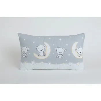 Polštář JAN peří Dětský dekorační polštářek 60x35/45x35/40x35 cm - medvídek na měsíci stříbrný - Dětský dekorační polštářek 60x35 cm - medvídek na měsíci stříbrný