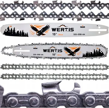 Pilová lišta VODÍCÍ LIŠTA NA ŘETĚZOVÉ PILY HUSQVARNA NAC 38 Cm 15" Zdvih 325 1,5 mm 2x ŘETĚZ WERTIS