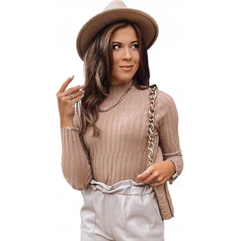 Dámský svetr DStreet dámský béžový svetr vypasovaného střihu do pasu, velikost L/XL