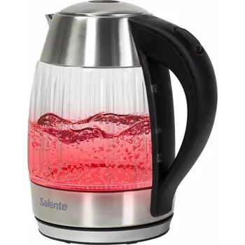 Rychlovarná konvice Salente StripeGlass, rychlovarná konvice 1,8 l, nerez/skleněná, červené podsvícení