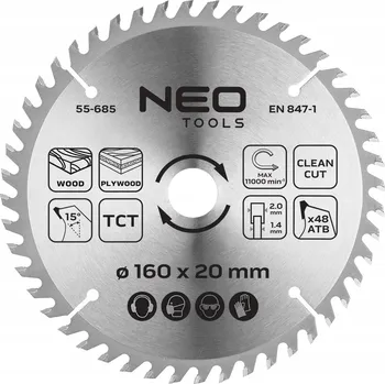 Pilový kotouč Kotouč pro pilu, ponornou pilu, vidiový, 160 x 1.4 x 2.0 x 20 mm, 48 zubů,