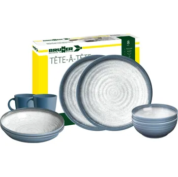 Kempingové nádobí Sada nádobí Brunner Tuscany Set tete-a-tete Barva: bílá/modrá