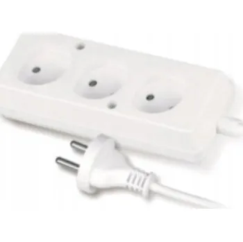 Napájecí kabel Prodlužovací Kabel 3-zásuvkový b/u 10A OMY 2x1 bílý PS-360 T-105300 /1,5 m