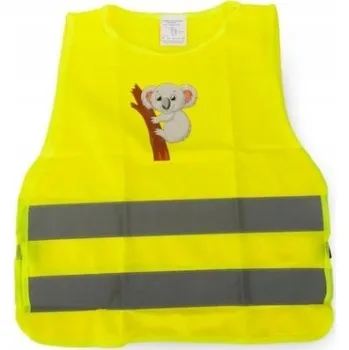 DĚTSKÁ VÝSTRAŽNÁ REFLEXNÍ VESTA ŽLUTÁ S PRUHY A OBRÁZKEM STOP D-331