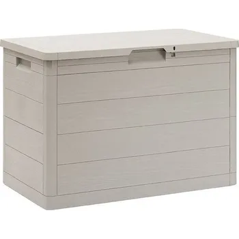 Zahradní úložný box Světle šedý box na polstry 160 L uzamykatelné víko na balkon / terasu / zahradu