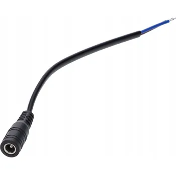 DC napájecí konektor 5.5x2.1 5A s kabelem, černý, délka 15cm, 18AWG