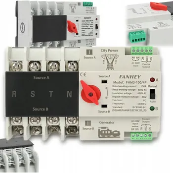 vypínač Automatický přepínač přepínání 100 A 230 V 4P IP65
