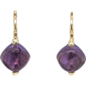 Náušnice Zlaté náušnice s fialovými ametysty