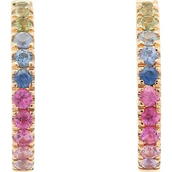 Náušnice Kruhové náušnice z 18k růžového zlata s barevnými safíry