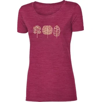 Dámské merino triko PROGRESS VINKA TREES M Vínová, Oranžová