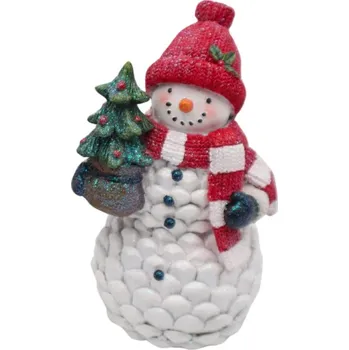 Vánoční dekorace Sparkys 40V-WH-116125A sněhulák se stromkem 18 cm bílý/šiška