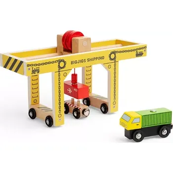 Vláček a vláčkodráha Dřevěný portálový jeřáb BIGJIGS Rail