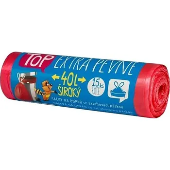 Pytle na odpadky VIPOR HDPE TOP s páskou 40 l, červený,15 ks