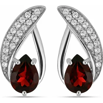 Náušnice Náušnice stříbrné s broušenými granáty a zirkony Ag 925 043304 GT 1,6 cm, 3,3 g