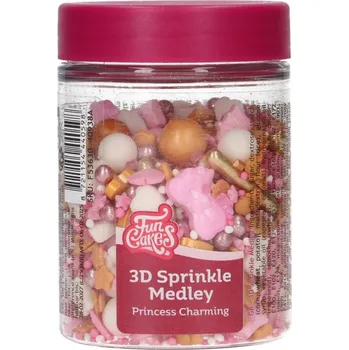 Jedlá dekorace na dort Funcakes FunCakes 3D Sprinkle medley - okouzlující princezna - 70g