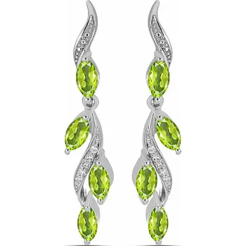 Náušnice Náušnice stříbrné s broušenými olivíny a zirkony Ag 925 022211 PD 3,7 cm, 5 g