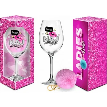 Sklenice VELKÁ SKLENICE NA VÍNO S BAMBULÍ A KLÍČENKOU JAKO DÁREK PRO NI 700 ML