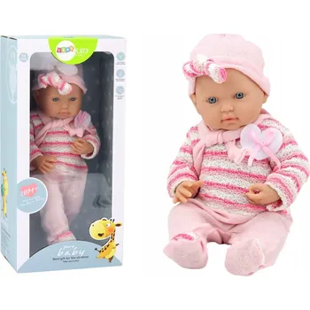 Panenka PANENKA MIMINKO VE SVETRU S KLOBOČKOU A ŠÁTKOU, HRAČKA HRAČKA , RŮŽOVÁ