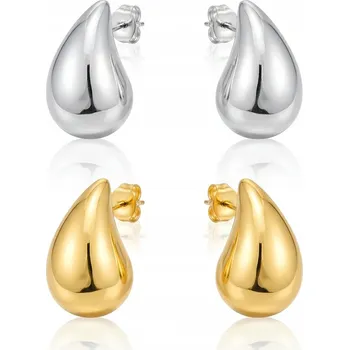 Náušnice P/21 Yohong Náušnice zlaté a stříbrné ve tvaru slzy, hypoalergenní