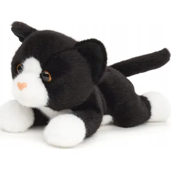plyšák Plyšová kočka černo-bílá Uni-Toys 20 cm realistická plyšová hračka eco