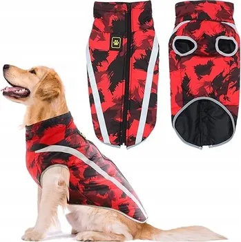 Obleček pro psa Obleček Bunda pro psa zimní Voděodolná Reflexní vel. L Červeno-černá