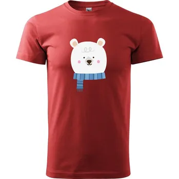 Pánské tričko Medvěd se šálou - Klasické pánské triko vyšší gramáže - L ( Bordó )