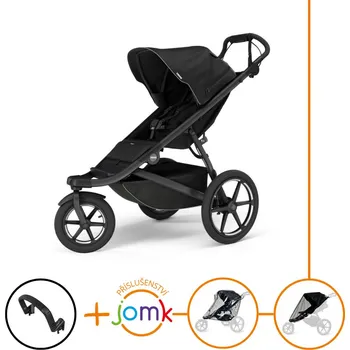 Kočárek Set 4v1 Thule Urban Glide 3 Black s magnetickou sponou + madlo + JOMK pláštěnka + JOMK ochranná síť