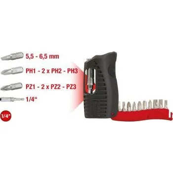 Bit KS Tools Pouzdro na minibity 1/4", 11dílná sada, drážka, PH, PZ 911.2840