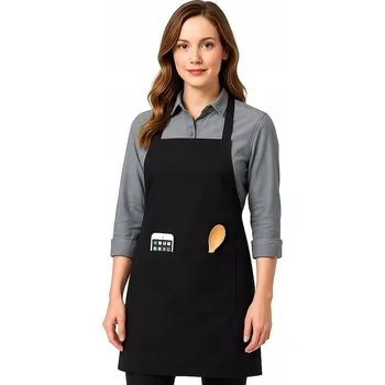 Kuchyňská zástěra Kuchyňská zástěra Aptel černá polyester 70x60 cm s kapsou