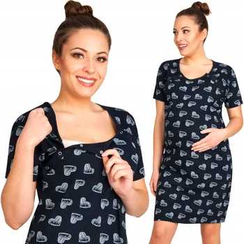 Dámská noční košile Košile pro kojící maminky Przyszła Mama XL bavlna krátký rukáv