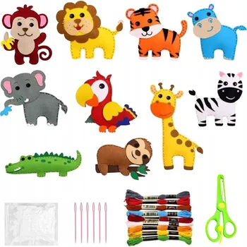 kreativní sada Zvířátka ze ZOO - filcová sada pro vlastní ušití (DIY)