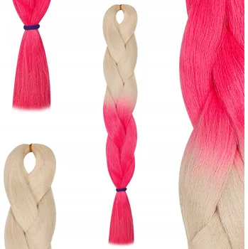 Příčesek Syntetické vlasy Henlon rovné copánky Ombre blond růžová 60 cm #AS2-12