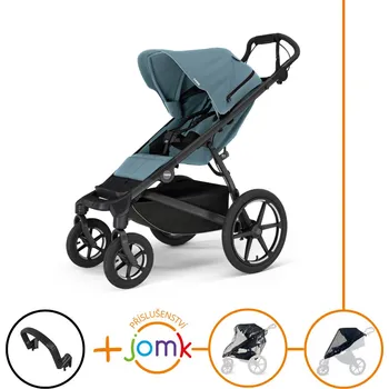 Kočárek Set 4v1 Thule Urban Glide 4-wheel Mid blue s magnetickou sponou+ madlo + JOMK pláštěnka + JOMK ochranná síť