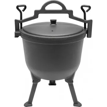 Flamenco Mystique Litinový kotel, litinový hrnec na táborák, 8 l, kryt na grilování