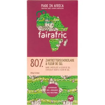 Čokoláda fairafric bio hořká čokoláda 80% s Fleur de Sel, 80 g
