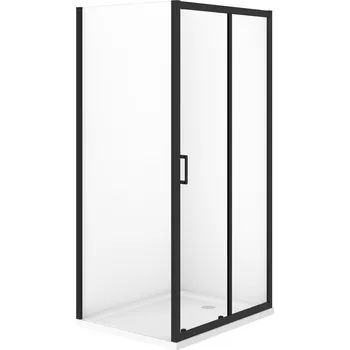 CERSANIT Posuvná sprchová kabina VERSO 100x80x190 černá s vanou TAKO 4 cm S4031-011