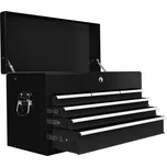 HOMCOM Box na nářadí, kufr na nářadí bez nářadí, se 6 zásuvkami, zámek, box na nářadí s rukojetí, box na nářadí, ocel, černý, 60 x 26 x 34 cm