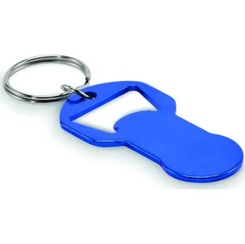 Hliníková klíčenka s otvírákem Clave - Modrá