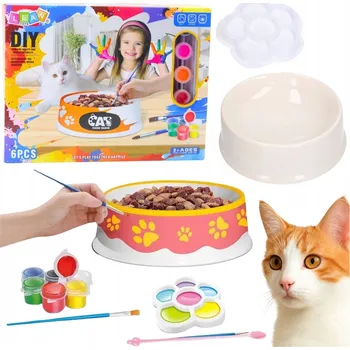 kreativní sada KREATIVNÍ SADA MISKA PRO KOČKY K Vymalování BARVY ŠTĚTCE DIY